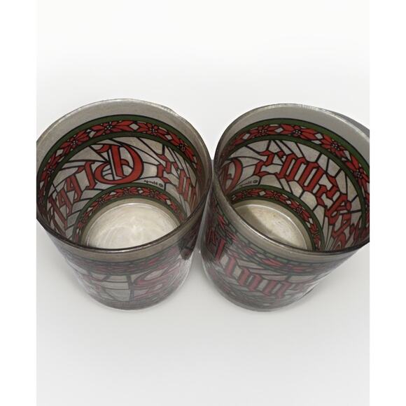 2 VINTAGE Christmas 70s Houze “Seasons Greetings” Faux Stained Glass Look - Picture 4 of 4